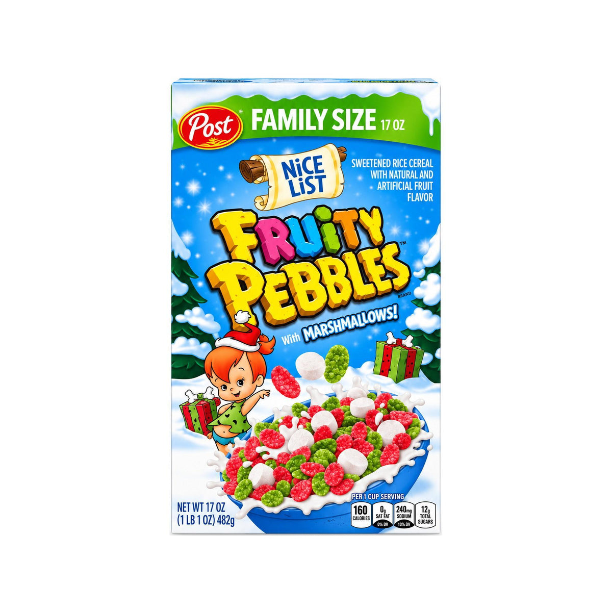 Fruity Pebbles Nice List Holiday Cereal (Family Size) - 17oz
