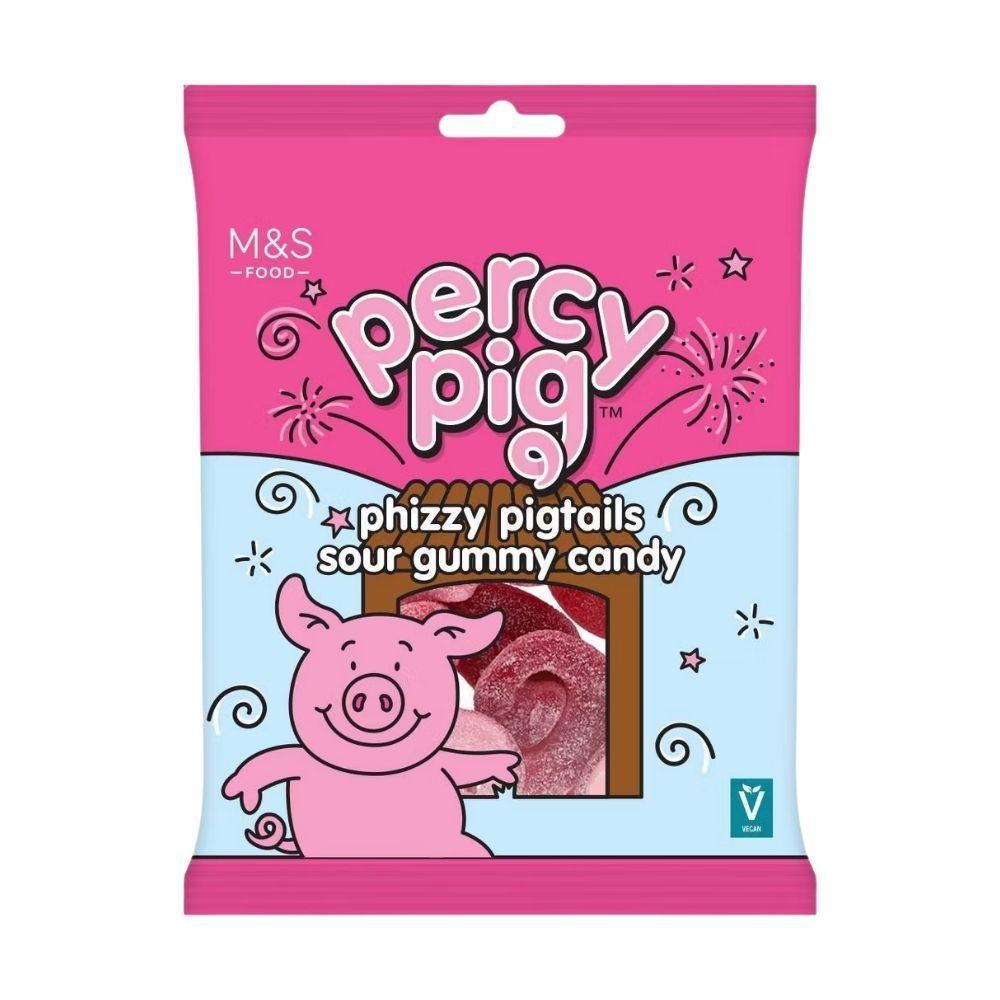 M&S Percy Pig Phizzy Pigtails Sour Gummy Candy - 6oz