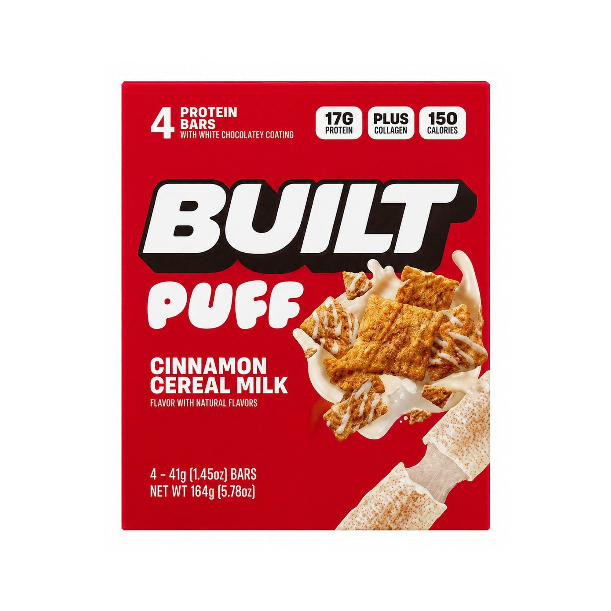 Built Puff Cinnamon Cereal Milk Protein Bars 4pk - 5.78oz